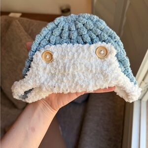 Cozy Blue and White Knit newborn Hat